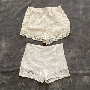 Abercrombie cream lace shorts plus white lace shorts